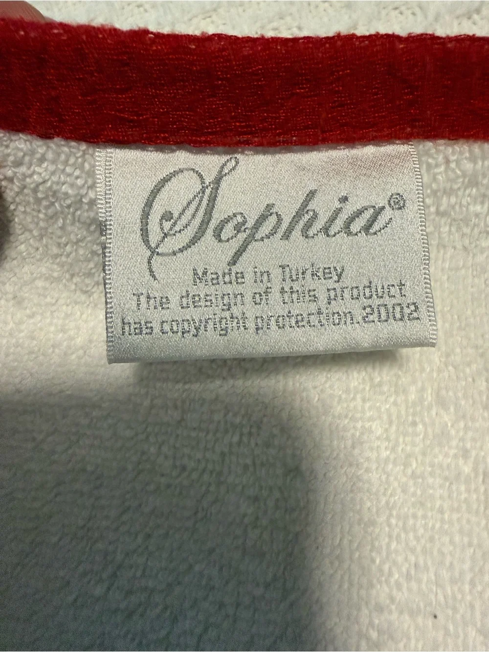 Sophia Christmas Hand Towels Set of 2 White Terry Embroidered Wreath Red Trim